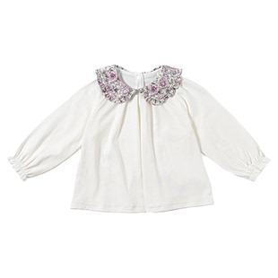 【新品】OAK FAMILY春秋拼接娃娃领衣服磨毛宝宝T恤宽松上衣