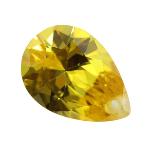 梨形金黄色锆石单孔水滴形裸钻 人造宝石带孔镶珠宝耳夹耳坠主石