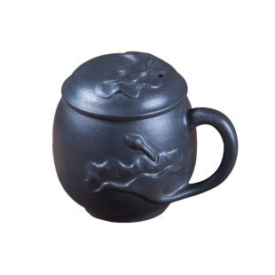 荥经砂锅朱氏砂器手工制作无釉黑砂荷叶杯包邮
