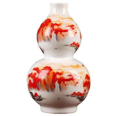 景德镇陶瓷葫芦摆件装饰花瓶葫芦小号酒瓶罐开口葫芦型花瓶小插花