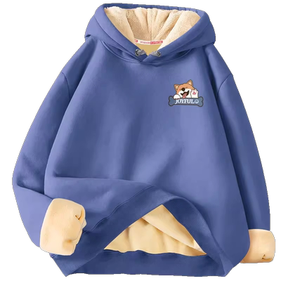 连帽卫衣冬季青少年加绒加厚外套