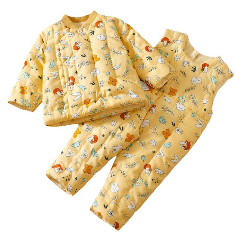 婴幼儿纯棉花手工棉袄背带裤套装