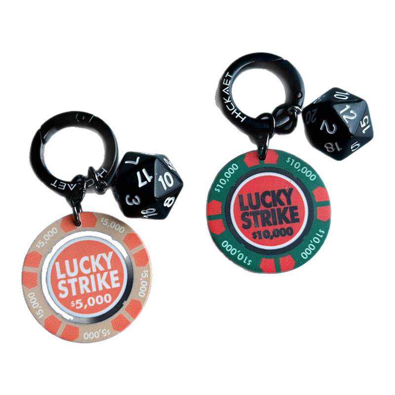 LuckyStrike好彩陶瓷筹码车钥匙扣美式复古包包牛仔裤挂件饰吊坠