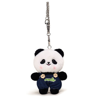 YUYI可爱牛仔套装小泰迪狗熊猫书包包挂件钥匙扣公仔毛绒玩偶礼物