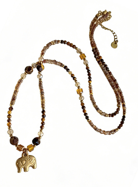 美拉德咖色串珠装饰项链