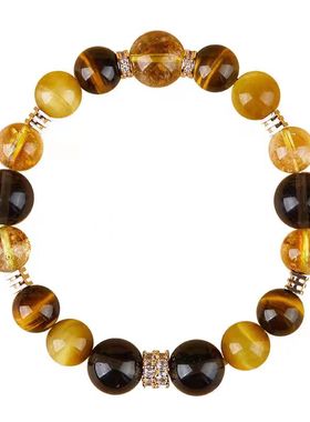 天然黄水晶金发晶旺财运聚财手串