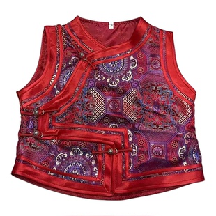 蒙古风儿童马甲男童民族风演出舞蹈坎肩男女儿童同款手工传统马夹