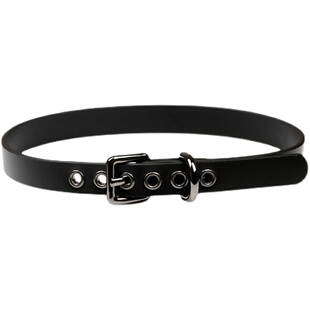 黑色牛皮项圈牵引绳choker锁骨项链女颈带定制刻字颈环朋克个性sm