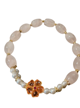 Nvnvthui荔枝冻白玉髓桃花玉牌项链水灵水灵粉玉髓花朵手链戒指