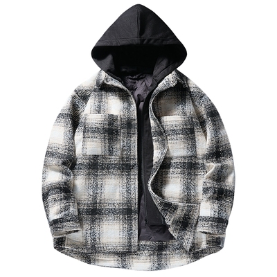 Baleno班尼路男装假两件连帽格子羽绒服冬季新品保暖羽绒服外套D