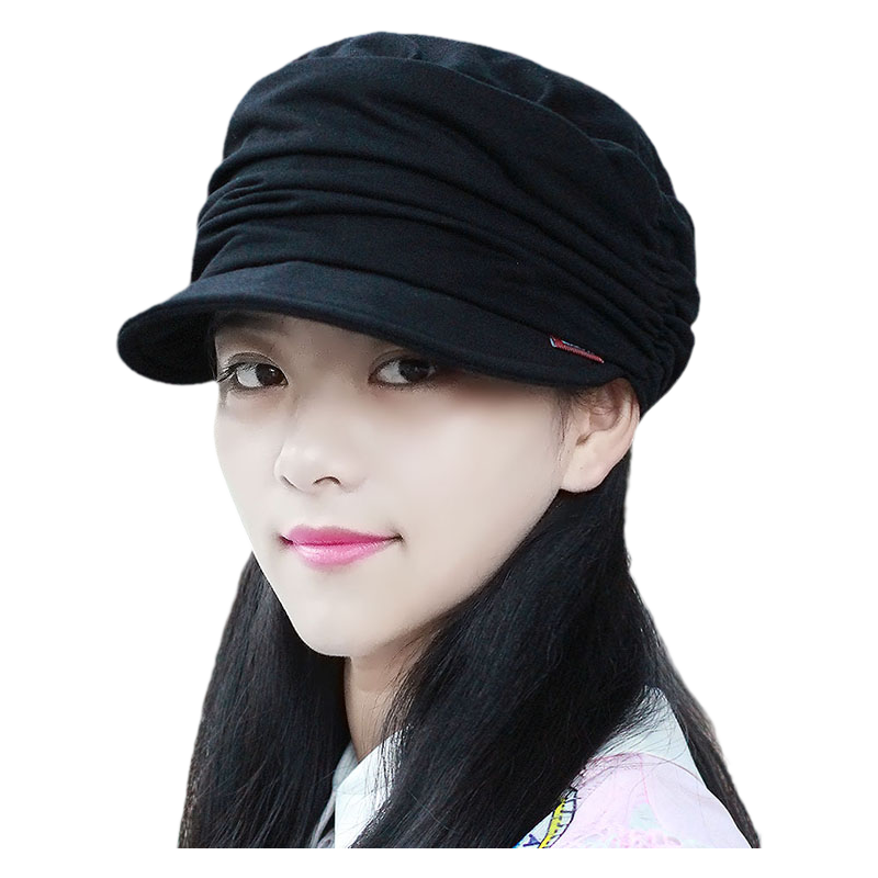 帽子女韩潮春秋季显脸小平顶帽妈妈帽鸭舌帽大头围贝雷帽时尚布帽