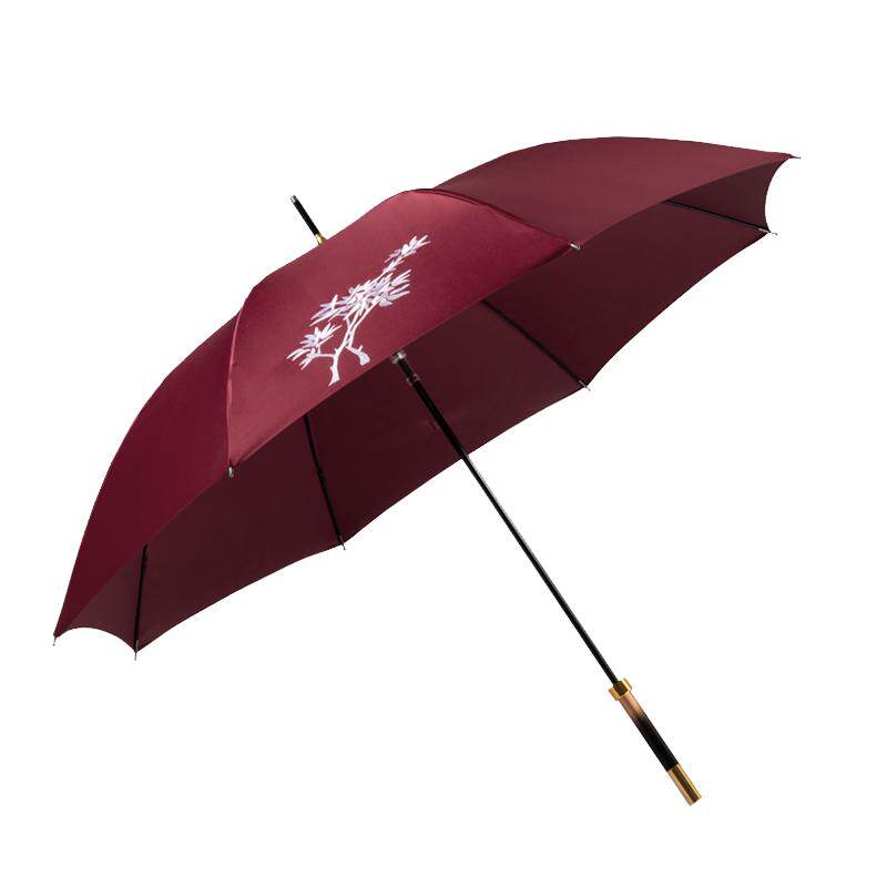 foxrain高级感长柄遮阳直杆九尾狐传红伞刺绣高端李栋旭同款雨伞