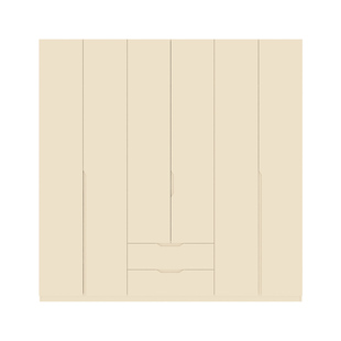 政补实木凹槽拉手分段式衣柜奶油风大衣橱卧室家用组合收纳柜子