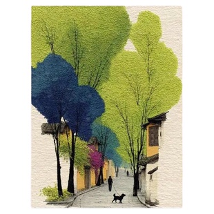 江南美景静谧小路壁画山水画新款客厅卧室挂画现代简约玄关装饰画