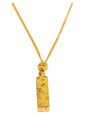 足金包银四方来财吊坠项链