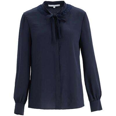 OBEG欧碧倩智性风藏蓝亮丝衬衫50501527