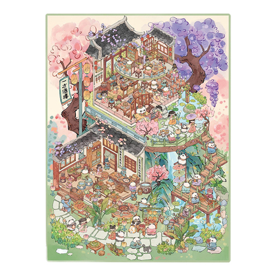 雀麦造景贴纸一方酒楼古风大号