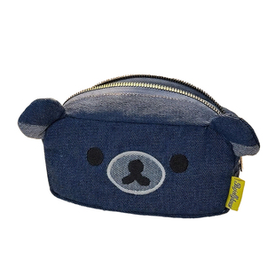 日系牛仔帆布笔袋高颜值女孩文具袋大容量可爱卡通小熊笔盒小学生