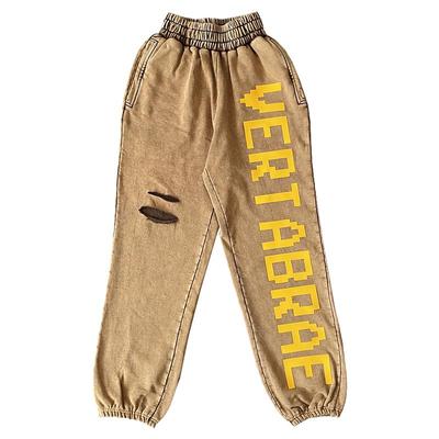 Vertabrae sweatpants 洗水立体印花破洞运动男女休闲长裤