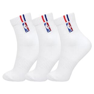NBA袜子网眼透气秋季运动休闲男士中筒篮球跑步棉袜吸汗白色百搭