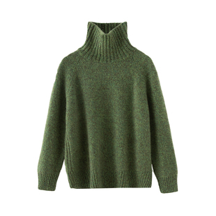 三股加厚山羊绒衫女高领宽松花纱毛衣羊绒针织打底衫保暖女秋冬