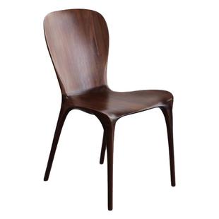 实木餐椅北美黑胡桃木尤里卡椅曲面全榫卯休闲北欧原木家用靠背椅