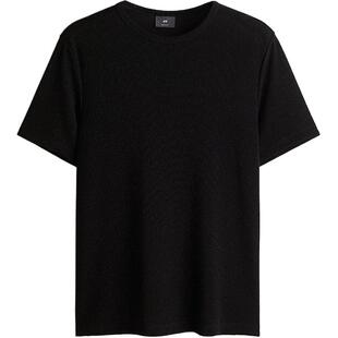HM男装T恤夏季标准版型亮丝圆领短袖打底衫汗布时尚上衣1250033