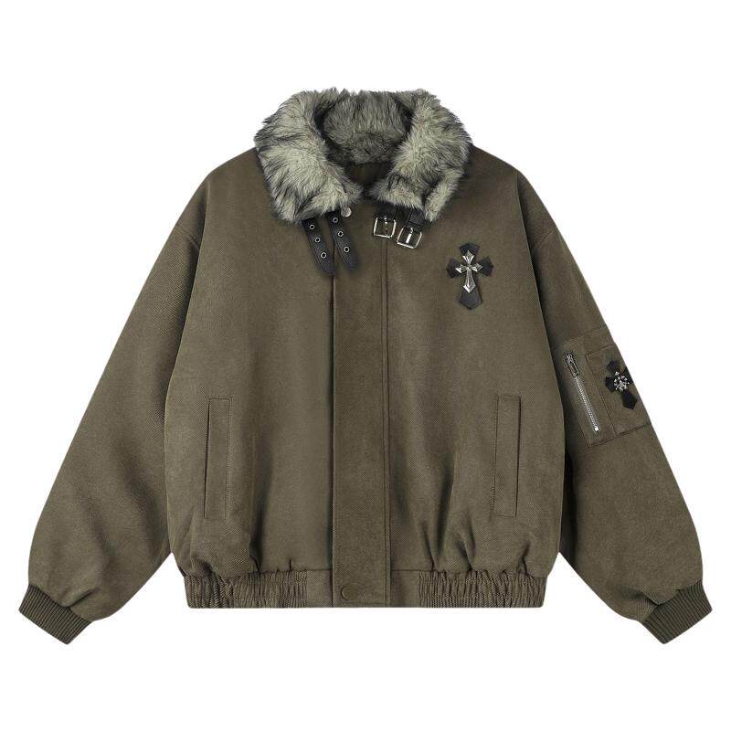 YZ98毛领座山雕宽松棉服外套