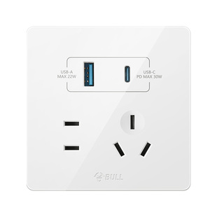 公牛usb插座面板type c快充86型插座多孔30WPD快充带USB接口插座