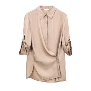 HONRN/红人休闲气质七分袖设计感衬衫外套女上衣夏季HI22OC659