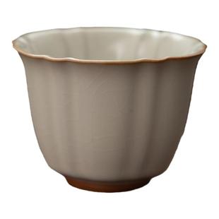 德化陶瓷【茶杯】葵花杯70ml米黄汝窑主人杯品茗杯个人专用开片