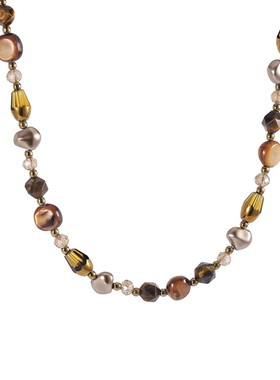 美拉德天然石项链轻奢高级感小众精致秋冬串珠叠戴锁骨链日常百搭