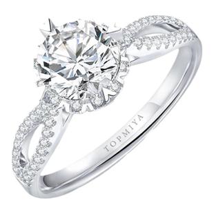 TopMiya【培育】18K金合成钻石豪华镶嵌人工人造钻石婚戒求婚克拉