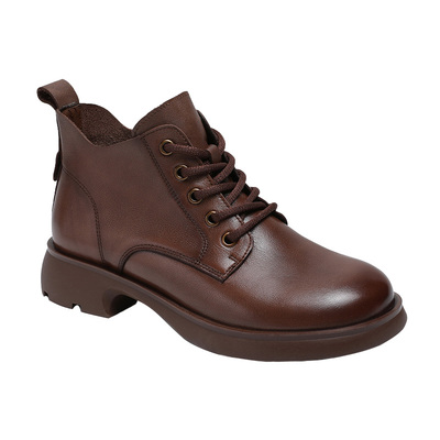 低跟小皮鞋爆款真皮短靴马丁靴女