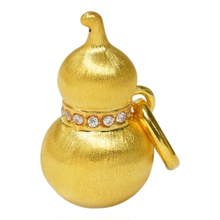 通体18k金拉丝葫芦吊坠女百搭DIY项链手链配件（小）【QL06413】