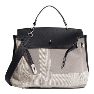 时髦精格纹凯莉包大容量铂金通勤托特包手提织布单肩斜挎女包包