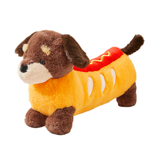 伶俐腊肠狗玩偶公仔长条抱枕可爱毛绒安抚娃娃儿童抱睡生日礼物