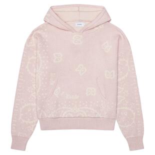 Rhude 美国小众品牌 粉色腰果花针织拼接宽松长袖连帽卫衣帽衫