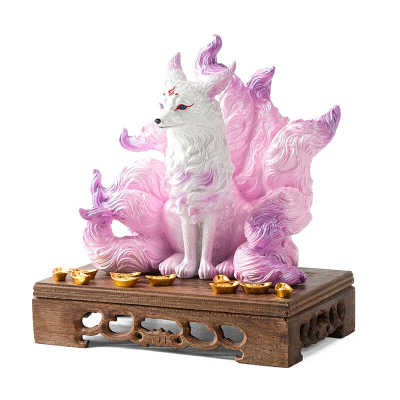 招财佛堂神像九尾狐摆件招财