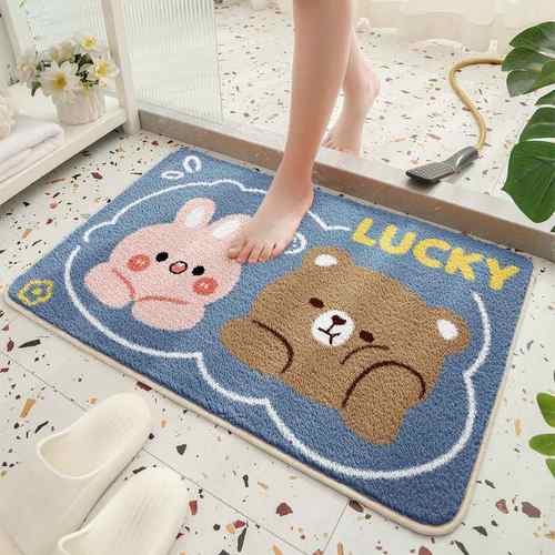 浴室吸水仿羊绒地垫浴室卫生间防滑脚垫厕所门口地毯耐脏垫子门