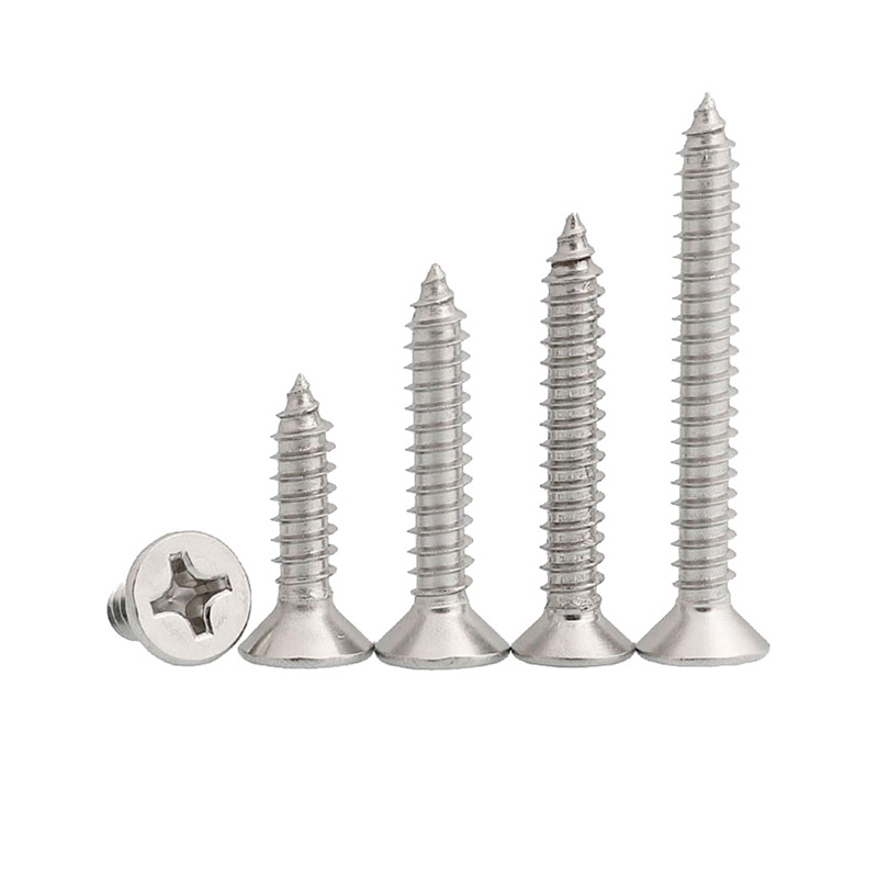 304不锈钢自攻螺丝十字沉头螺丝加长螺钉木螺丝平头M2M3M4M5M6mm