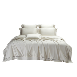 200支新疆长绒棉极奢华镂空四件套纯棉简约丝滑柔顺五星酒店床品