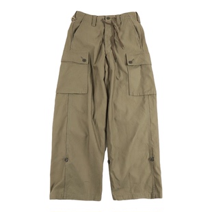 日本orSlow大口袋宽松版工装长裤可卷裤管军绿色