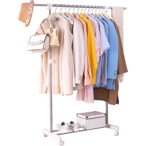宝优妮衣架落地卧室不锈钢衣帽架移动简易衣服架子家用客厅挂衣架