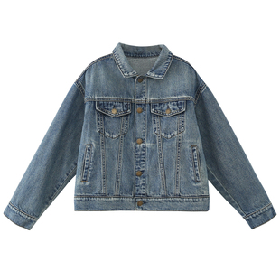 女大童牛仔外套2026春装新款初中生女孩儿童时髦复古短款牛仔上衣