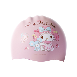 三丽鸥儿童泳帽女童硅胶护耳女不勒头长发加大游泳帽男童泳镜套装