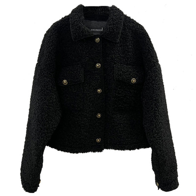 羊羔毛皮毛一体短款夹克外套女