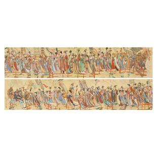 任梦龙八十七神仙卷彩色版微喷打印传统工笔人物画临摹绢布画稿
