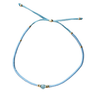 VIKIKO【招福】串珠小众设计浅蓝珠串天然玉髓细女生手链绳礼物