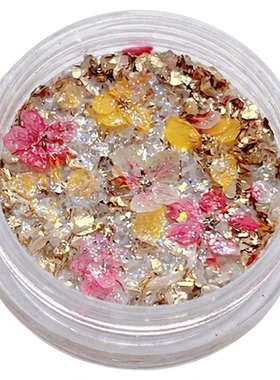 美甲新款欧泊干花素材粉秘境花园超薄云锦干花亮片指甲闪粉装饰品